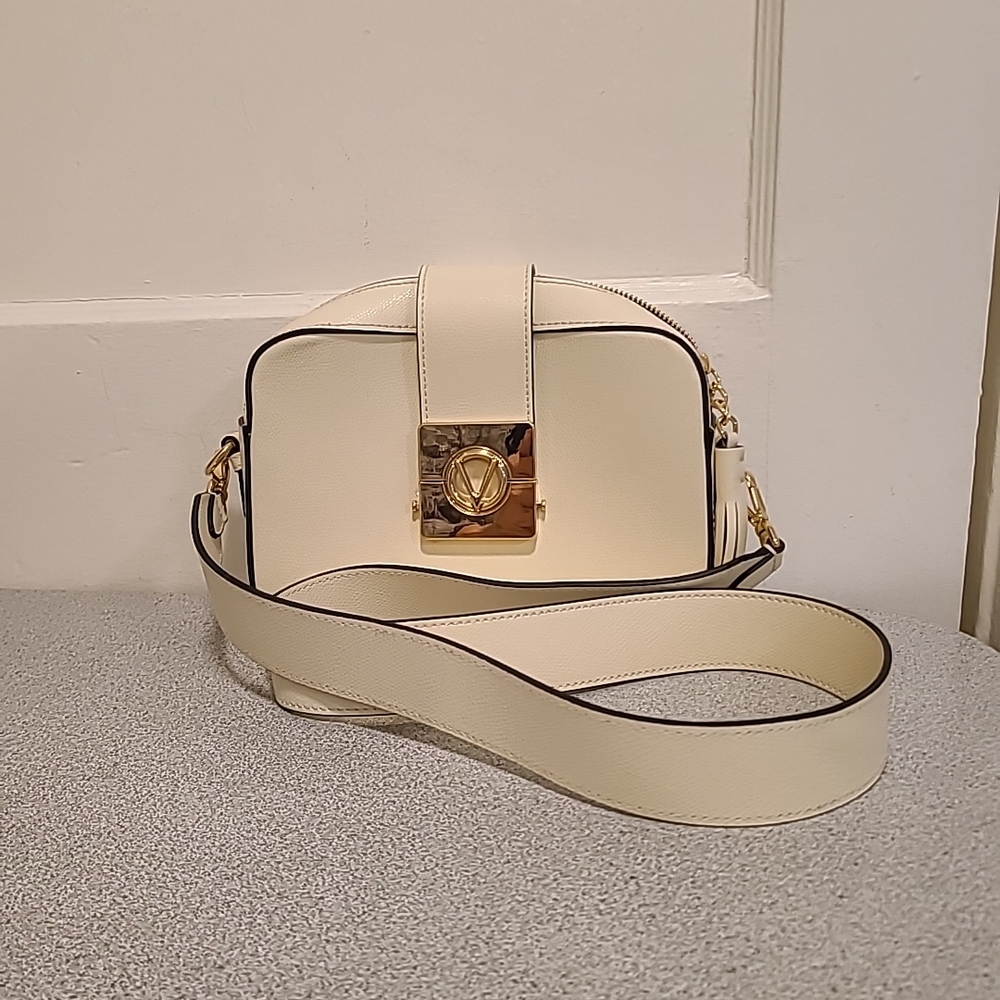 VALENTINO MILAN/ NEW YORK MARIO Shoulder Bag Cream Leather